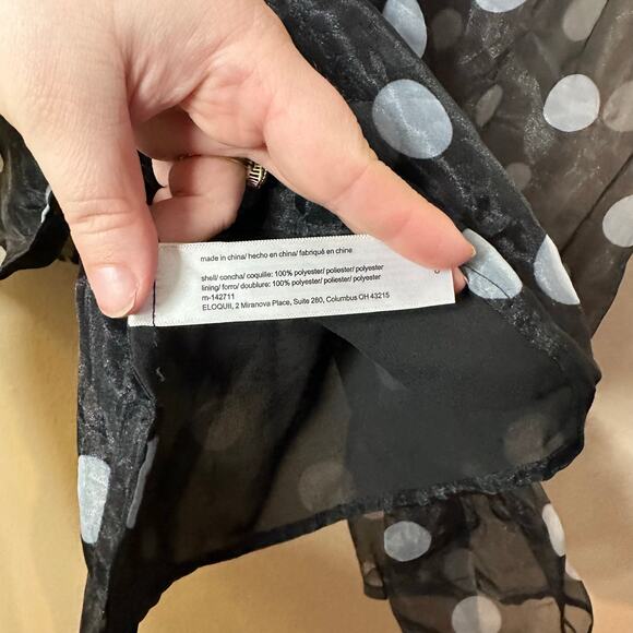 Eloquii Womens Plus Size 26 Blouse Polka Dot Coquette Balloon Sleeve Organza - Picture 5 of 8